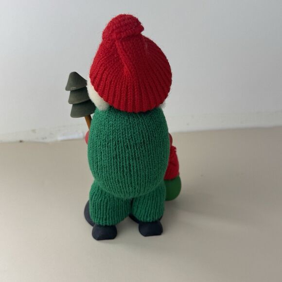 Tomte Vintage Sweden 6” Christmas Figure Wooden Decor Art Grandpa w Tree, Child - Picture 3 of 12